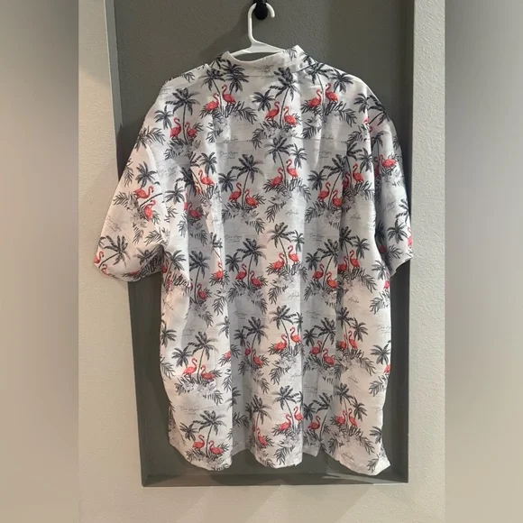 Mens Magic Cotton by Rima Aruba, one happy island flamingo button down shirt. - Picture 3 of 5